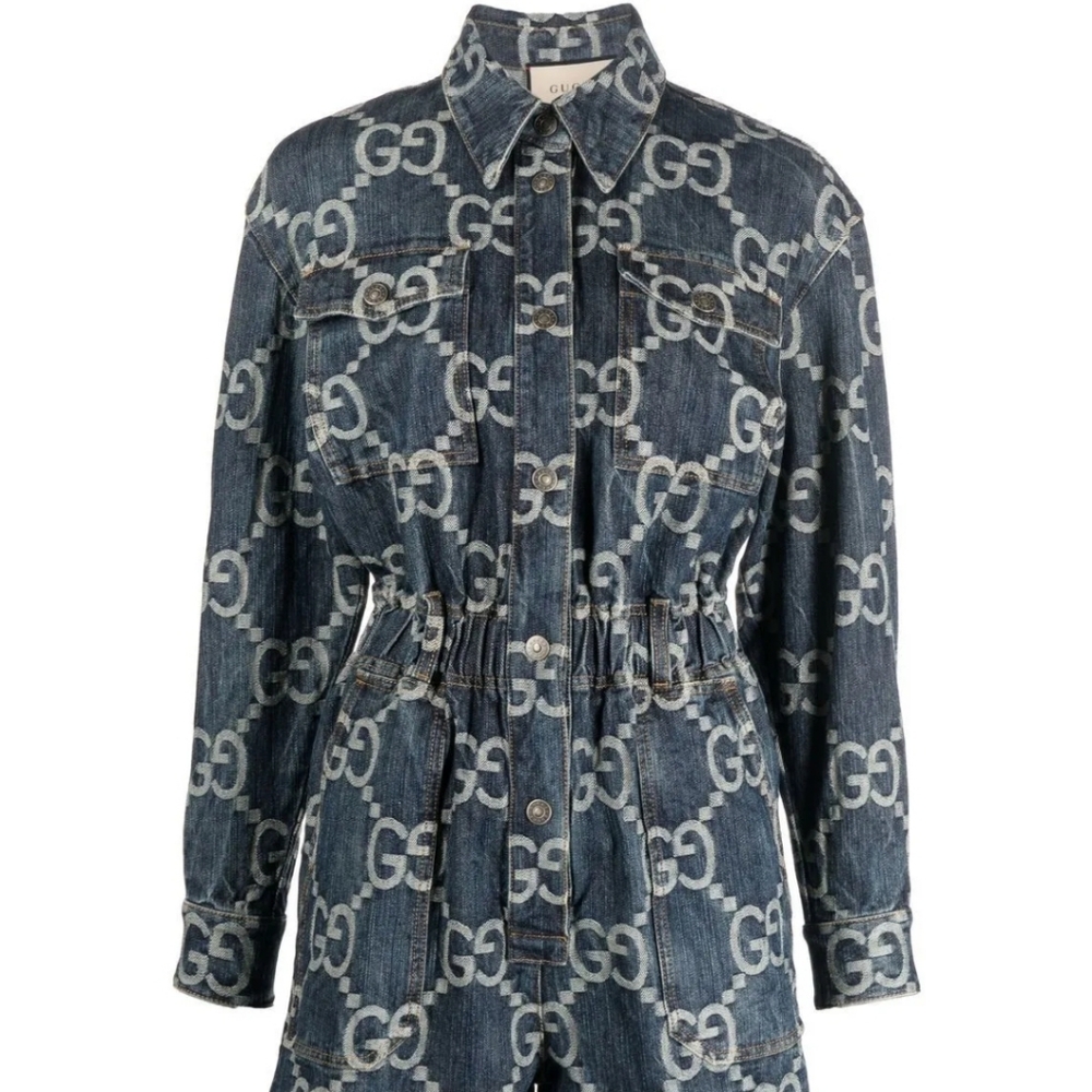 NWT Gucci Monogram Denim Romper
